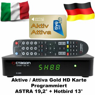 OCTAGON SX88+ SE WL (Wifi) + Aktive Tivusat Karte H.265 HEVC Full HD Multistream DVB-S2+IP