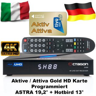 OCTAGON SX88 4K inkl. Aktive Tivusat Karte 4K UHD Multistream Sat DVB-S2+IP Receiver