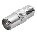 Adapter F-Kupplung - / Koaxstecker 9,5 mm, vernickelt