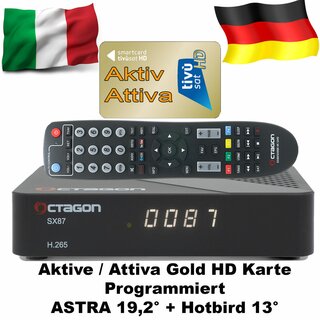 OCTAGON SX87 + Aktive Tivusat Karte Full HD H.265 DVB-S2 Sat + IP MS