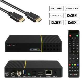 Maxytec Multibox SE WIFI 4K UHD 1x DVB-S2 &amp; 1x DVB-C/T2 Linux + Android Combo Receiver